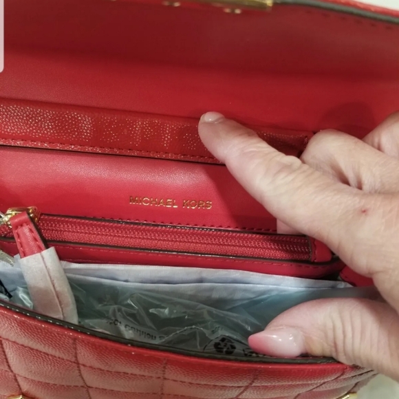 NWT!  MICHAEL KORS SOHO SMALL CRIMSON 🔥🔥 STUDDED CHAIN LEATHER SHOULDER BAG - Picture 13 of 14